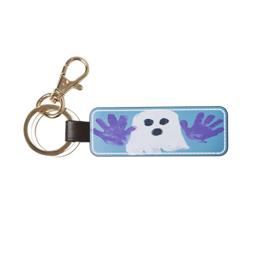 Woshuwo Lindo fantasma púrpura huellas de manos llavero universal llavero de cuero ideal para hombres y mujeres