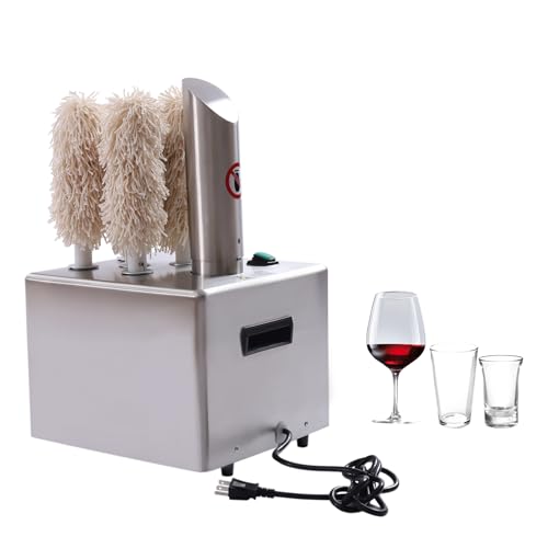 YIYIONCE Commercial Wine Glass Polisher 2-in-1 Function Electric Bar Glass Washer Wine Glass Cleaner with 5 Polishing Brushes Wine Glass Polishing Machine for Bar Kitchen Coffee Shop| US STOCK