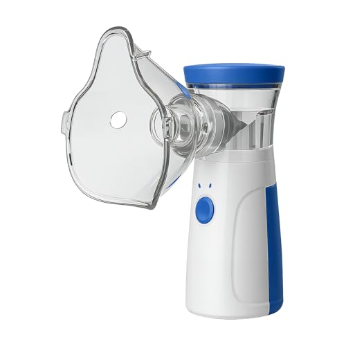 Nebulizador Portátil para Niños - Nebulizador Médico para Tos, Inhalador Manual Recargable con Batería Interna, Ideal para Uso en Casa y Viajes - Color Azul