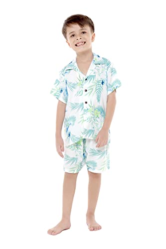 Matchable Hawaiian Luau Father Son Men Aloha Shirt or Boy Aloha Shirt in Orchid Breeze White3