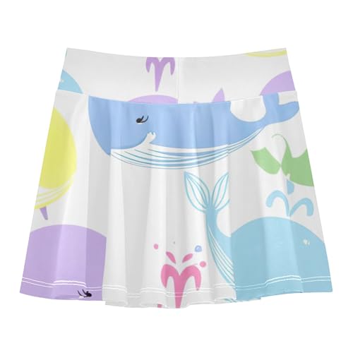 Joisal Cute Whale Cartoon Toddlers Tennis Skirts Dance Golf Girls' Shorts Athletic Skorts Pleated 4t2