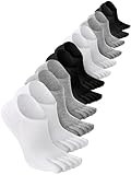 Bencailor 6 Pairs Women Toe Socks Cotton Ankle No Show Low Cut Socks with Toes for Women Men Running Athletic(Black, White, Gray,6-9)