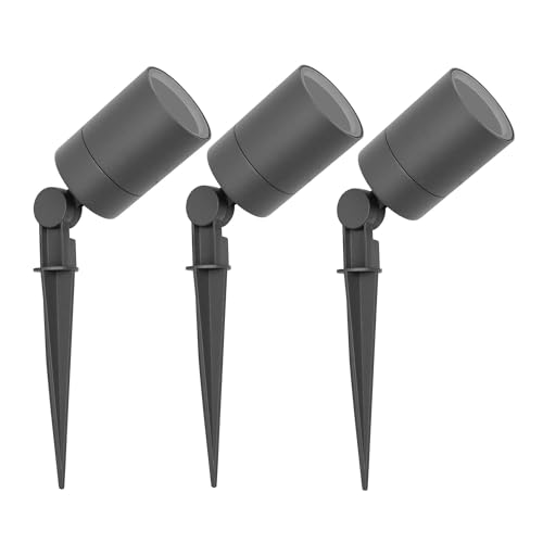 Ledvion - 3er Set, Gartenstrahler mit Erdspieß, IP65, 3W, 220-240V, LED Strahler, Gartenbeleuchtung mit Strom, Ohne GU10 Leuchtmittel, Drehbar, Wasserdicht