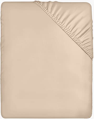 Utopia Bedding Sabana Bajera 135x190 - Beige - Bolsillo Profundo - Microfibra de Poliéster Cepillado (Cama 135)