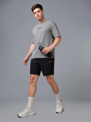 Image of TECHNOSPORT Men Printed Oversized Round Neck T-Shirt with COTFLEX, Dry Fit Sports Tee, Oversized Activewear T-Shirt for Gym, Running, Sports & Casual Wear