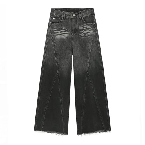 Men's Denim Jeans American Street Style Patchwork Relaxed Casual Commuter Daily Lounge Pants for Men