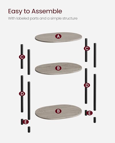 Image of VASAGLE Side Table, Small End Table, Tall Nightstand for Living Room, Bedroom, Office, Bathroom, Steel Frame, Industrial Style, Oval, Heather Greige and Ink Black ULET288L101