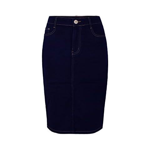 Fraternel Damen Jeans Rock Knielang Bleistift Stretch Blau 38 Cover