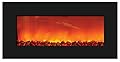 Sierra Flame Slim Wall Mount Electric Fireplace with 36" x 18" Black Glass Surround