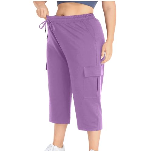 Cargo Capris for Women Summer Oversized Wide Leg Cropped Jogger Pants Drawstring Elastic Waist Size Large Sweatpants4