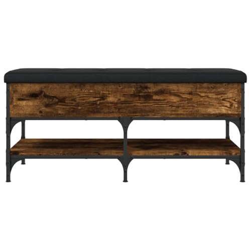 Banc de coffre ouvert en matériau dérivé du bois 102x42x45 cm - 8