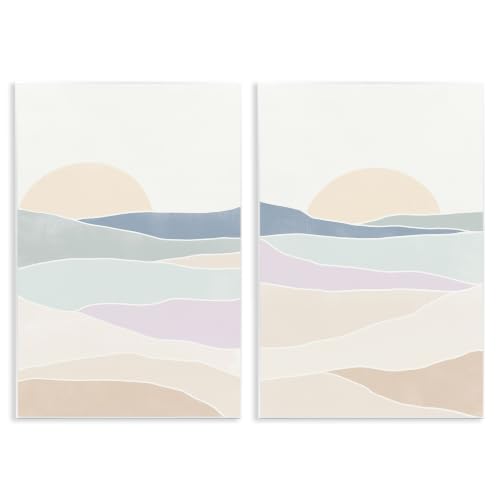 Layered Sunrise Landscape, 13 x 19 Inch Mounted Print on Wall Plaque Set