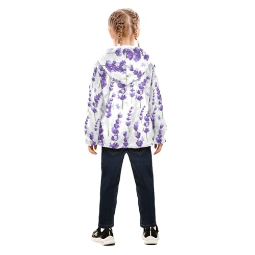 OTVEE Violet Lavender Flowers Kids Hoodie Jacket Fall Spring Full Zip Warm Outwear Coat4