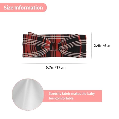 Plaid Red and Black Prints Baby Bow Headband Super Stretchy Soft Bows Hair Accessories for Newborn Infants Toddlers Kids Girls3