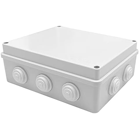 GENBOLT Junction Box Universal ABS Plastic Electrical Project Enclosure IP65 Waterproof Dustproof Outdoor Cable Connector White (230mmx150mmx100mm) Cover