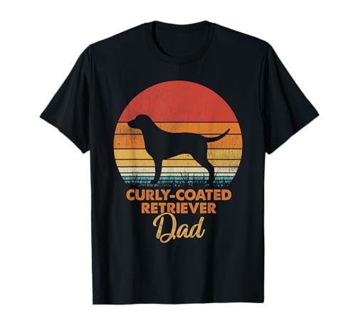 Retro Vintage Sunset Curly Coated Retriever Dad T-Shirt