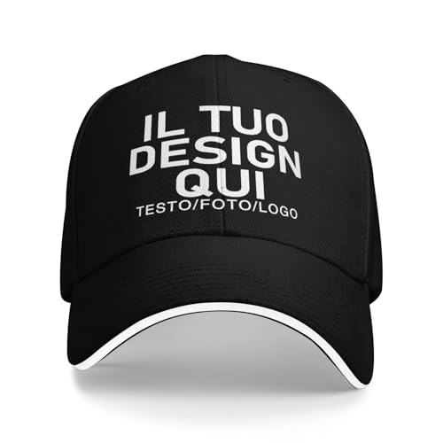 MOSGDBV Cappello Personalizzato all'Ingrosso, Cappello da Baseball Personalizzabile, Aggiungi Il Tuo Testo/Logo/Immagine, Crea Il Tuo Design, Berretto Personalizzati per Uomo e Donna