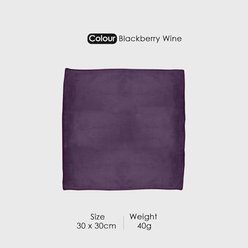 Image of HOUSSE Microfiber Face Towels | Ultra Absorbent, Odour-Free, Quick Dry 550 GSM Face Towel for Home, Gym, Travel, Running and Personal Use | 30x30 cm | Set of 4 BlackBerry Wine & Sandrift (Pack of 4)