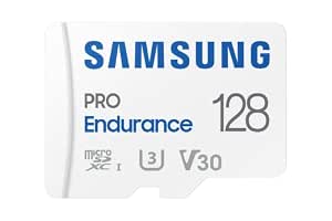 Samsung PRO Endurance 128GB MicroSDXC Memory Card with Adapter for Dash Cam, Body Cam, and Security Camera – Class 10, U3, V30 (‎MB-MJ128KA/APC)