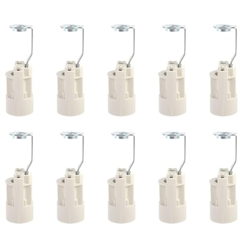 10 portalámparas termoplástico LED E14 blanco para vela falsa toma con soporte para habitación salón fiesta (2,3 x 7 x 4 cm)