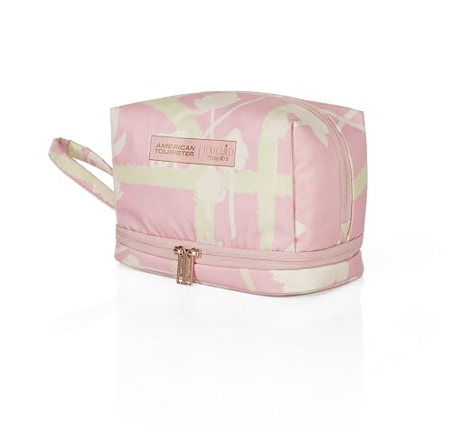 Image of American Tourister x Love Child by Masaba Cosmetic Pouch for Women | Durable Polyester Travel Makeup Bag | Stylish Organizer for Cosmetics, Toiletries & Accessories /Washable Pouch for Daily Use- Pink
