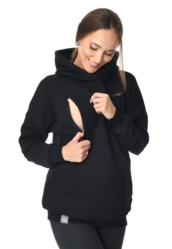 MijaCulture Umstandsmode 2in1 Stillpullover & Umstandspullover Stilltop Stillpulli Molly M001 (M, Schwarz)