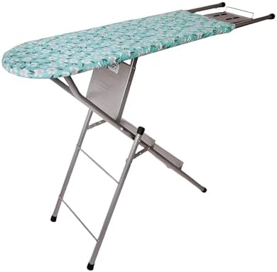 Peng Essentials Multicomfort Ironing Board with Ladder for Clothes| Foldable & Height Adjustable Ironing Board Table with Ladder and Iron Holder, Size- 122x33 cm, (Green)