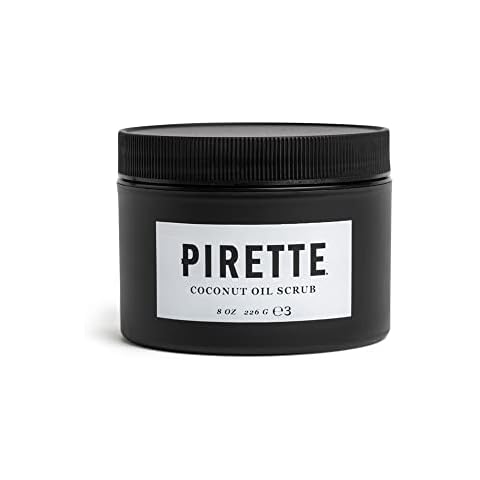 PIRETTE Coconut Oil Scrub, Women’s Beach Inspired Sugar Body Scrub, Safe for Sensitive Skin, Notes of Fresh Coconut, Surf Wax & Sunscreen, 8 Fl Oz Cover