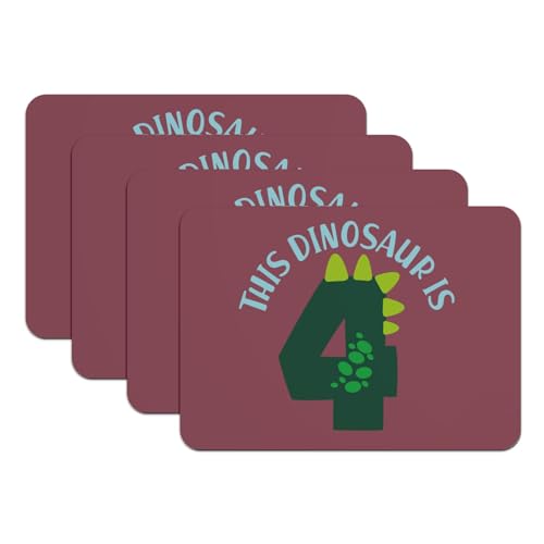 Set de table dinosaure 4 ans rouge grand format en caoutchouc de qualité - 2