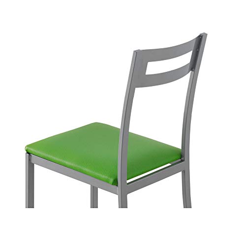 MOMMA HOME Set de 4 Sillas - Modelo PAMIS - Color Plata/Verde - Material Metal/Ecopiel - Medidas 41 x 47 x 86 cm - imagen 6