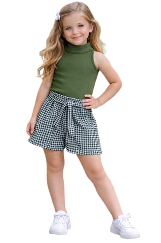 Image of Girl's Solid Cotton Blend Style Top and Shorts Set