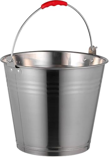 Cubo Acero Inoxidable De 12l, Balde Metal Multiuso, Ideal Para Jardinería, Barreño Para Agua, Hogar, Líquidos, Abono Y Mortero 12 Litros