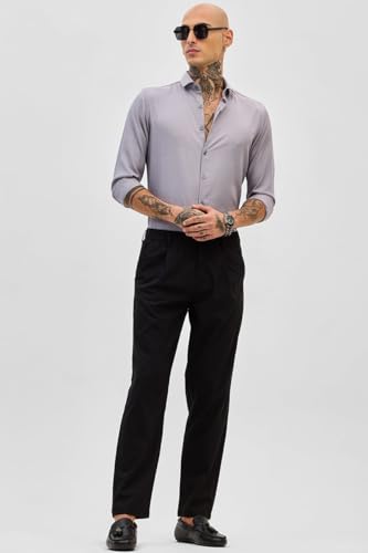 Image of SNITCH Men Formal Trousers | Slim Fit Ankle Length Design with Button Closure | Durable Poly Blend Fabric & Medium Stretch for Office, Festive & College Wear