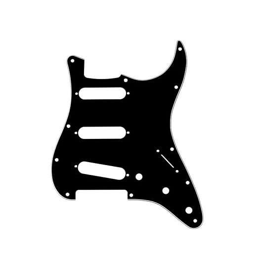 Musiclily 11 Agujeros SSS Golpeador Strat Pickguard para Guitarra Eléctrica Fender USA/México Standard Stratocaster Moderno, 3 capas Negro