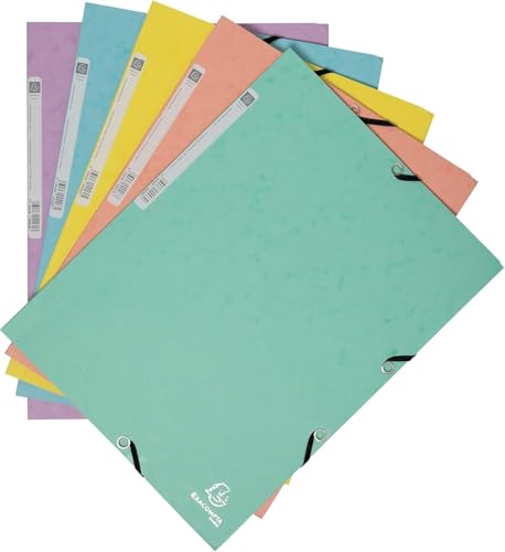 Exacompta Chemise à Élastiques 3 Rabats Carte Lustrée 400 g/m² Aléatoires