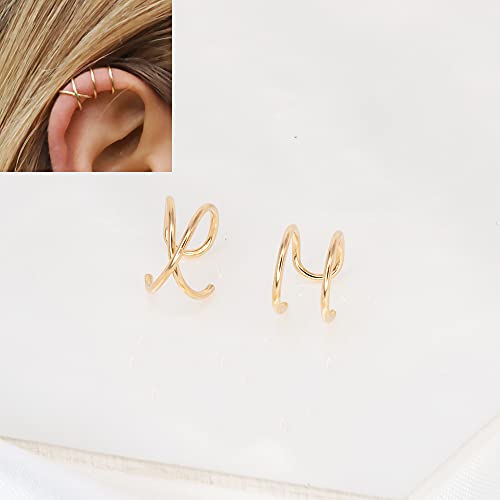 Set of 2 Ear Cuffs, Ear Cuff, Double Ear Cuff and Criss Cross Ear Cuff, No Piercing, Cartilage Ear Cuff, Simple Ear Cuff, Fake Cartilage Earring, 20 Gauge Gold Filled