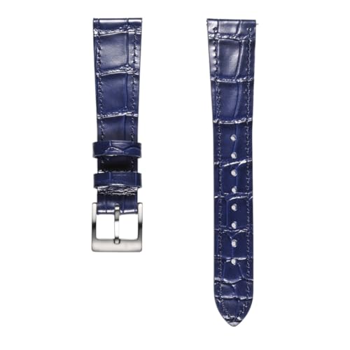 Bracelet montre bleu en cuir alligator 18mm à 22mm interchangeable