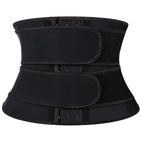 Atbuty Short Torso Waist Trainers Cincher for Women Tummy Control Corset Underbust Hourglass Body Shaper Latex Sport Girdle (Black (9'' Torso, 9 Bones, 2 Belt), S) Cover