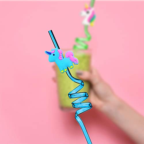 Ulifemall Reusable Drinking Straws Unicorn Birthday Party Decorations Cartoon Straws Colorful Curved Plastic Straws Unicorn Birthday Party Supplies Favors For Kids, Family Or Party Use - Pack Of 6 #TOP1