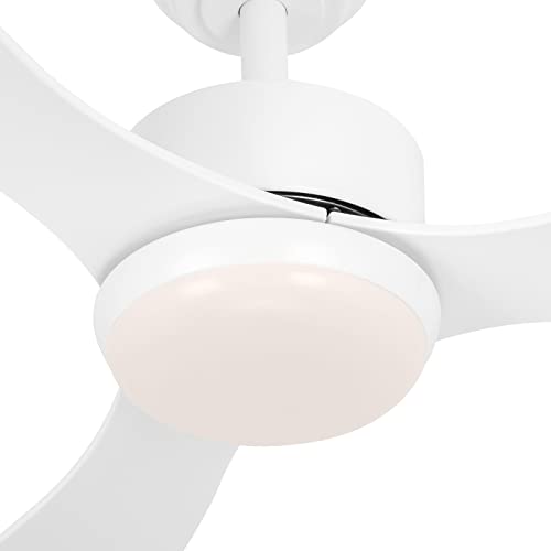 Ouater White Ceiling Fans With Lights And Remote, 52 Inch Modern Ceiling Fan With Light, 3 Color Light, 6 Speed, Dc Motor, For Bedroom/Outdoor/Farmhouse/Patios, White #TOP2