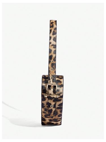 Image of QWINEE Women's Leopard Print Top Handle Y2K Heart Shape Tote Handbag Mini Clutch Purse
