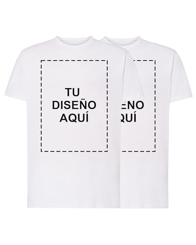 Camiseta Personalizable Algodón Grueso Unisex - Impresión HD con Foto, Texto o Logo - Resistente y Duradera (FR/ES, Letras, XL, Regular, Regular, Blanco)
