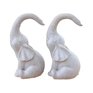 Loving Elephant Heart Statue, Couple Figurine Home Décor, Resin Sculpture with Trunks, Lightweight Portable Romantic, Cute Decoration for Living Room, 7.3×6.5×12.8cm
