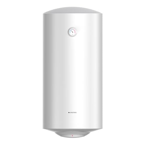 Aspes Termo Eléctrico 100 Litros, AT10001. 1500W, Kit de Montaje Incluido, Resistencia Acero Esmaltado, Termostato Manual, Temperatura Máx 70 º, Blanco, Eficiencia Energética Clase C