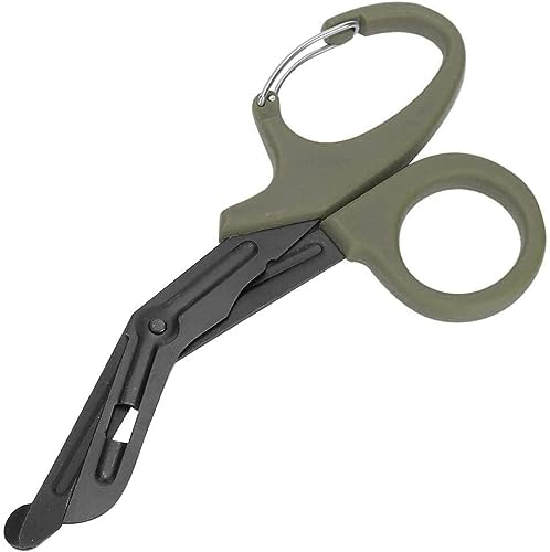 Titanium Bandage Shears Scissors EMT and Trauma Shears, Bent Stealth Black Coated for Nurses Students, Emergency Room (Green, 19cm)