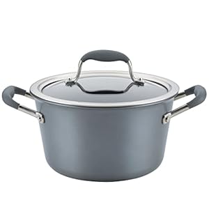 Anolon Advanced Home Hard-Anodized Nonstick Tapered Sauce Pan/Saucepot, 4.5-Quart (Moonstone)