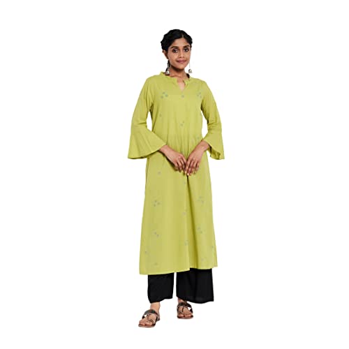Image of Fabindia Women Cotton Cambric Chikankari Long Kurta