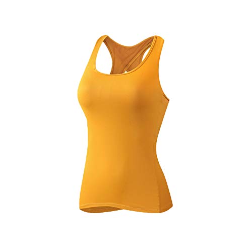 Women's Sports Bra Yoga Tank Tops Sleeveless Fitness Running Shirt Gym Vest Activewear Running Workout Simple Stylish Quick-Drying Comfortable,Yellow-XXL