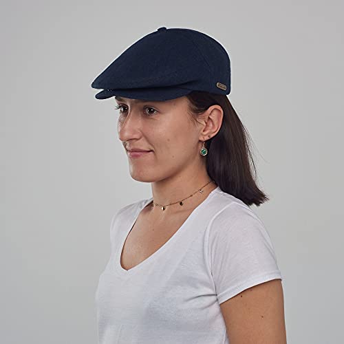 Sterkowski Modell Swede | 100% Naturleinen Schiebermütze für Herren und Frauen | Cabrio Sommer Flatcap Irische Retro Newsboy Hut Outdoor-Hut Gastby Klassische Golf Leichte Marineblau 59