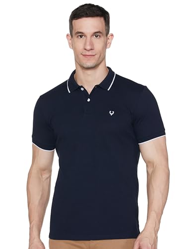 Image of Allen Solly Men's Solid Polo T‑Shirt | Regular Fit | Premium Fabric | Signature Sleeve Detail | Smart Casual Wear